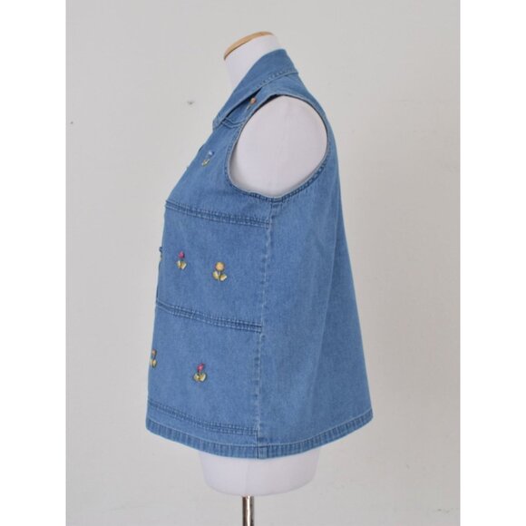 Vintage 80s Blue Sleeveless Shirt | size‎ M - Picture 2 of 10